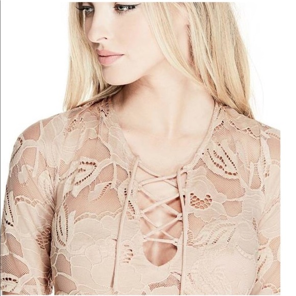 Sold-  GUESS Frida Lace Up Bodysuit - Picture 3 of 7